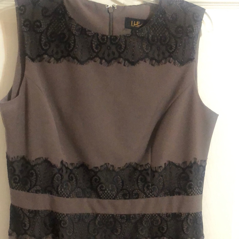 NWT ILE New York Lace Sheath Dress Sz 8 Brown